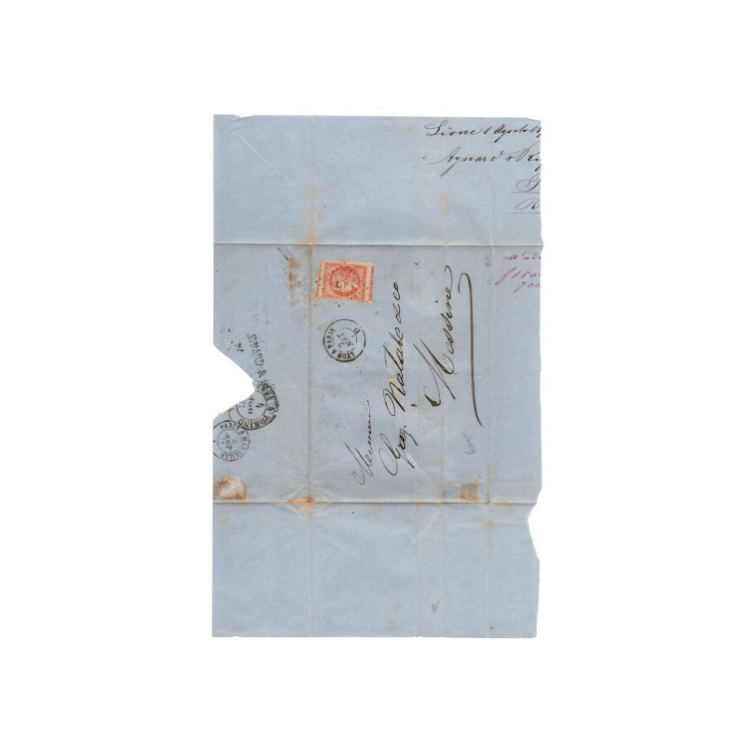 1871 - GRAND FRAGMENT de LETTRE avec EXCEPTIONNEL TYPE BORDEAUX N° 48 (VOISINS) pour MESSINE (ITALIE) - SIGNEE CALVES