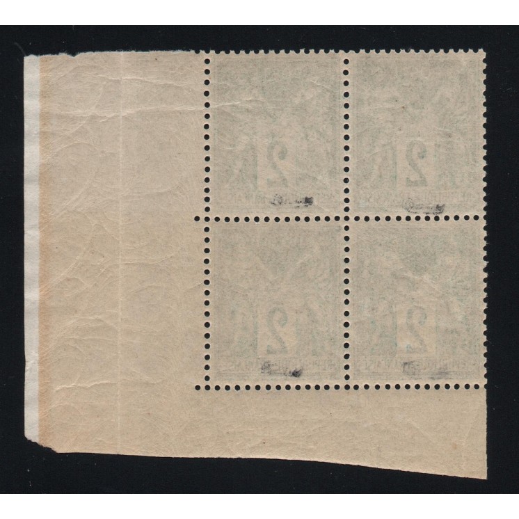 Type sage n°74 6 - Superbe bloc de 4 coin de feuille sans charnière **/MNH - Signé Calves expert