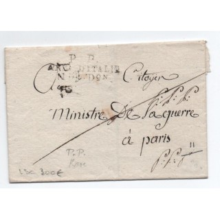 ARMEE D'ITALIE - LETTRE LSC avec MP PORT PAYE ARMEE D'ITALIE PP pour MINISTRE DE LA GUERRE à PARIS