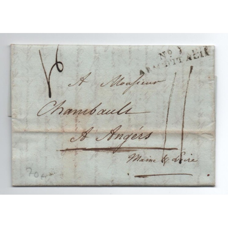 LETTRE avec MP ARMEE D'ITALIE N°1 pour ANGERS