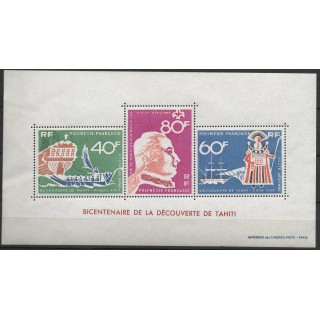 POLYNÉSIE - BLOC N°1 - BICENTENAIRE DE LA DÉCOUVERTE DE TAHITI