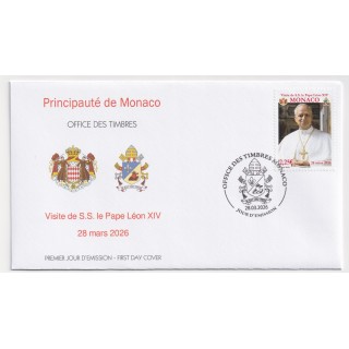 PREMIER JOUR FDC VISITE DU PAPE LEON XIV À MONACO