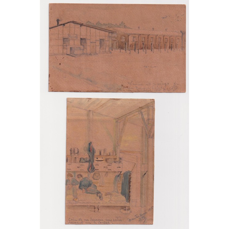 cartes anciennes peinte à la main pendant la première guerre mondiale