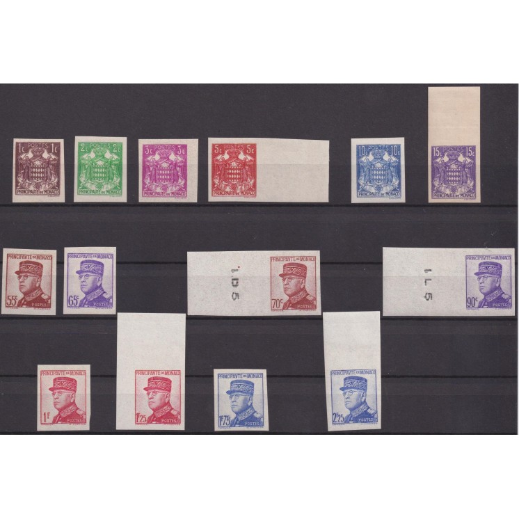 Monaco - Yvert 154/166 neufs MH * non dentelés / imperforated