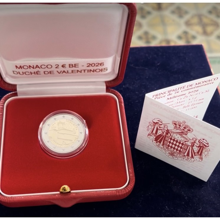 Monaco - Pièce de 2 Euros Commémorative - Belle Épreuve BE 2026 - Duché de Valentinois