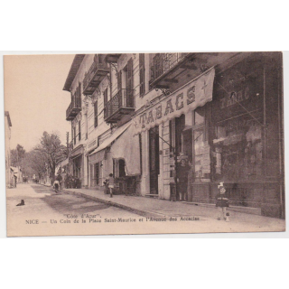 NICE (06) - DEVANTURE MAGASIN - TABACS - UN COIN DE LA PLACE SAINT MAURICE ET L'AVENUE DES ACCACIAS "COTE D'AZUR"