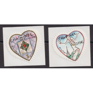 Autoadhesifs Yvert 38A & 39A - Timbres provenant de roulettes, numéros noirs au verso - Signés Calves