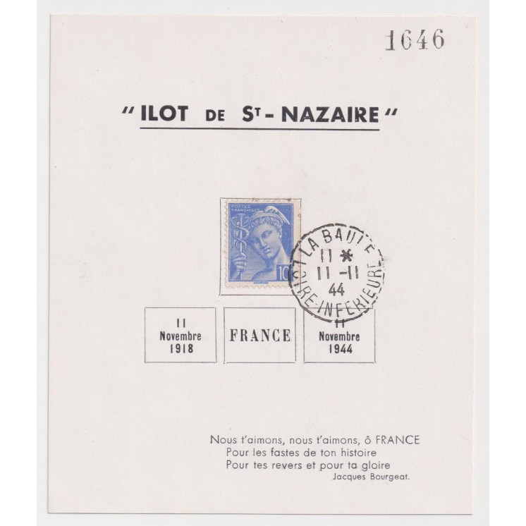Ensemble de 3 blocs numérotés de la Poche de l'Atlantique "Îlot de St Nazaire " en 1944 - Libération