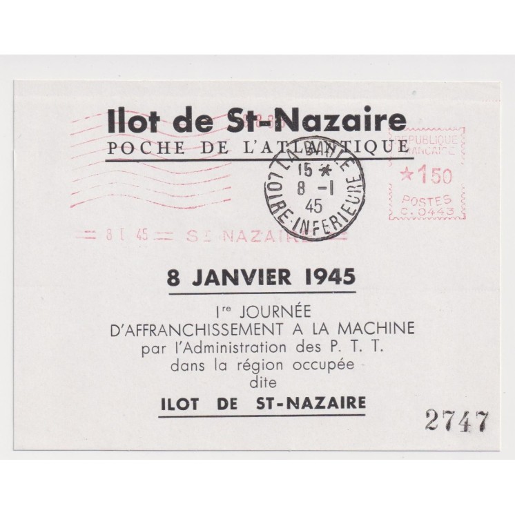 Ensemble de 3 blocs numérotés de la Poche de l'Atlantique "Îlot de St Nazaire " en 1944 - Libération
