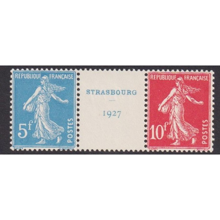 Paire Exposition Philatélique Strasbourg 1927 - Neuve sans charnière MNH ** signée Roumet - Yvert 242A (241 + 242)