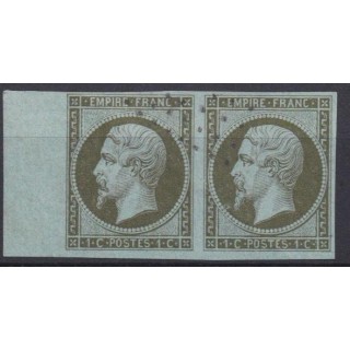 Paire LUXE Yvert n°11 avec superbe bord de feuille ! Napoléon Tête Nue - Timbres signés Aimé Brun