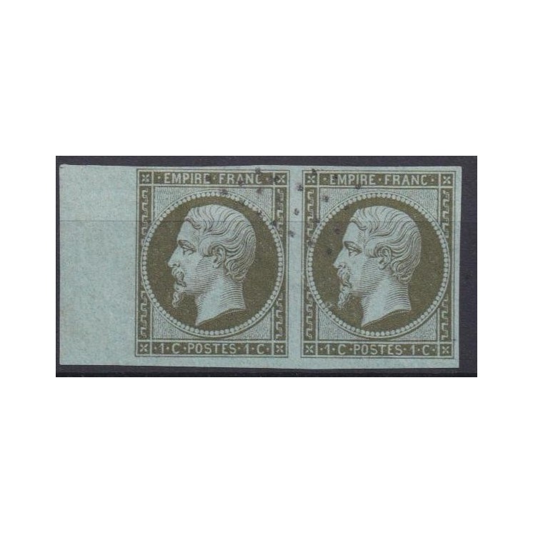 Paire LUXE Yvert n°11 avec superbe bord de feuille ! Napoléon Tête Nue - Timbres signés Aimé Brun