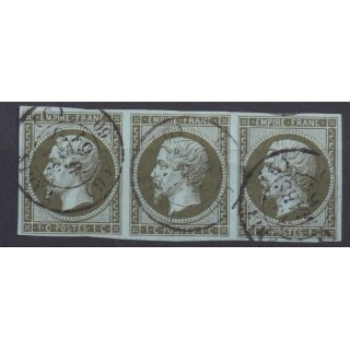 Bande x3 LUXE Yvert n°11 - Napoléon Tête Nue - Timbres signés Aimé Brun