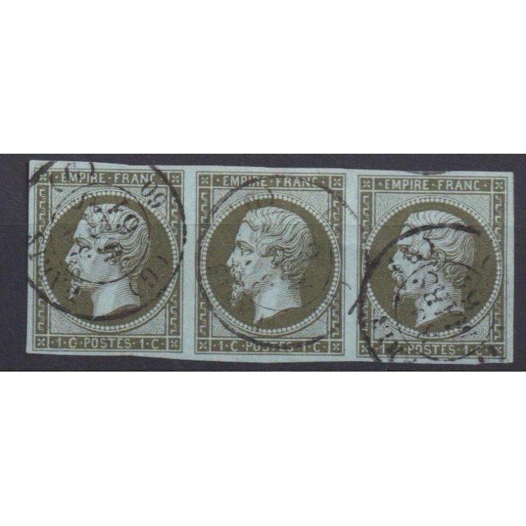 Bande x3 LUXE Yvert n°11 - Napoléon Tête Nue - Timbres signés Aimé Brun