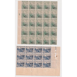 Yvert n° 163 en bloc de 25 + n° 165 en bloc de 12 MNH ** - Timbres émis au profit des orphelins de la Guerre