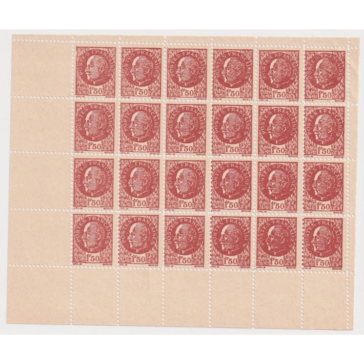 Yvert n° 517d - Bloc de 24 FAUX PETAIN ÉMIS PAR LA RESISTANCE POUR TROMPER LA POSTE