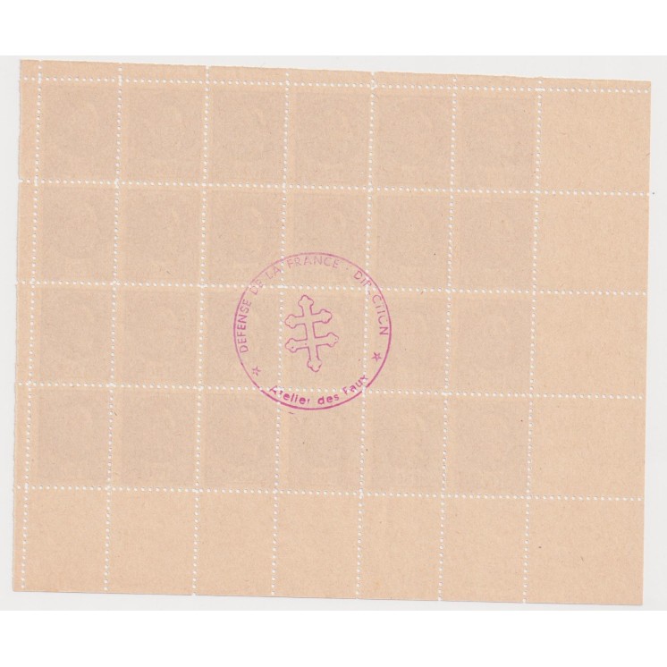 Yvert n° 517d - Bloc de 24 FAUX PETAIN ÉMIS PAR LA RESISTANCE POUR TROMPER LA POSTE
