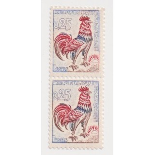 Yvert n° 1331c tenant à 1331 - Numéro vert au verso - Signé Scheller