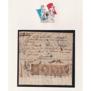 Ballon Monté "LE NON DENOMME N°2" pour Bruxelles (Belgique) avec bande x4 du n°28B ! - Départ le 06/10/1870 arrivée le 19/10