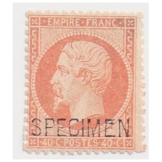 N° 23d - Napoléon III 40c orange surchargé "SPECIMEN" neuf mnh * - Signé Scheller