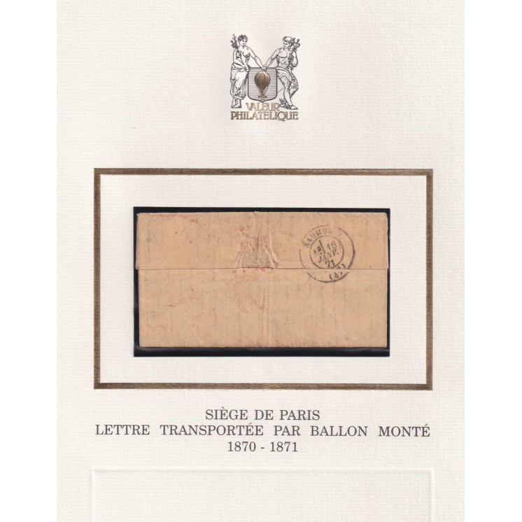 Ballon Monté "Le Général Faidherbe" probable - Lettre Journal Gazette des Absents N°26 - Rare cachet Paris SC rouge