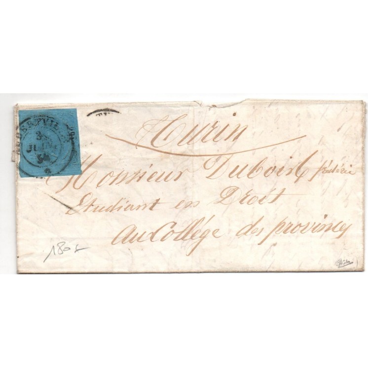 1854 - LETTRE d'ALBERTVILLE (SAVOIE) avec CACHET SARDE pour TURIN - SIGNEE CALVES