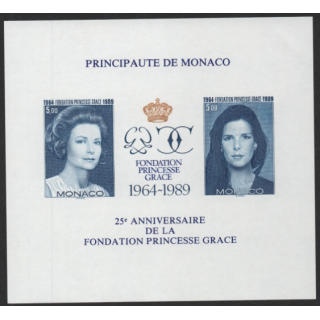 MONACO 1989 - BF BLOC FEUILLET NON DENTELE IMPERFORATED N°48 ** MNH - 25° ANNIVERSAIRE FONDATION PRINCESSE GRACE
