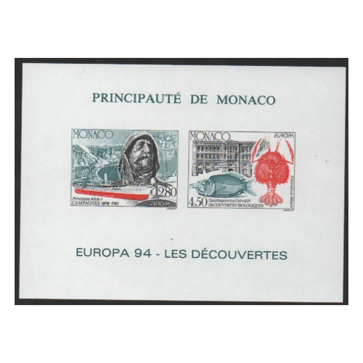 MONACO EUROPA 1994 - BLOC FEUILLET SPECIAL NON DENTELE - N° 23a ** MNH IMPERFORATED