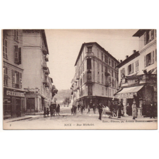 carte postale ancienne NICE (06) - RUE MICHELET - TABAC - DEVANTURE DE MAGASIN